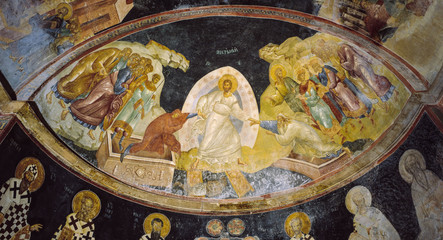 Fototapeta na wymiar Jesus fresco in church