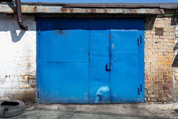 old metal warehouse door, hangar, high resolution photo