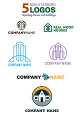 5 non-standard logos depicting houses and buildings