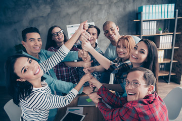 Joyful positive managers partners partnership coworking cooperating unity community enjoying...