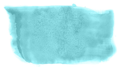 Abstract watercolor background hand-drawn on paper. Volumetric smoke elements. Blue-Green color. For design, web, card, text, decoration, surfaces.