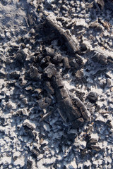 Wood charcoal from burnt wood. Wood charcoal texture background