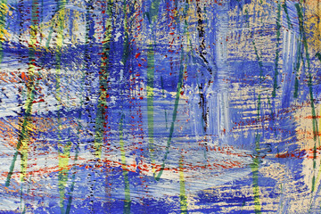 colorful background. the strokes of paint. blue lines and spots on paper