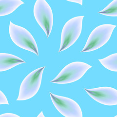 Fototapeta na wymiar Vector abstract seamless pattern with petals scattered on a turquoise background