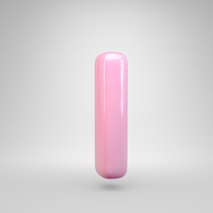 Bubble Gum pink letter I uppercase isolated on white background