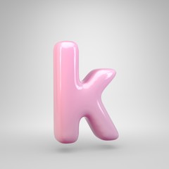 Bubble Gum pink letter K lowercase isolated on white background