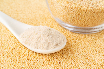 amaranth flour in bowl, superfood