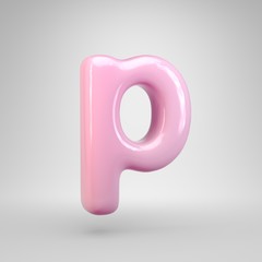 Bubble Gum pink letter P lowercase isolated on white background