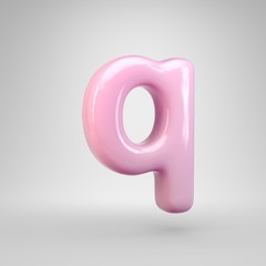 Bubble Gum pink letter Q lowercase isolated on white background