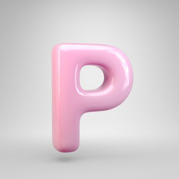 Bubble Gum pink letter P uppercase isolated on white background