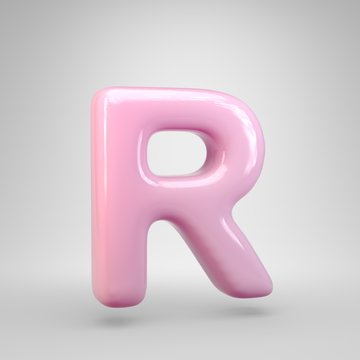 Bubble Gum pink letter R uppercase isolated on white background