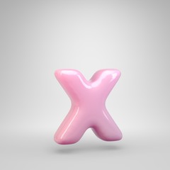 Bubble Gum pink letter X lowercase isolated on white background
