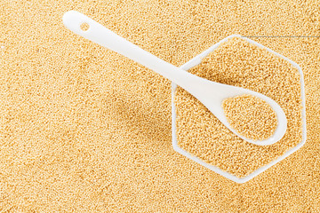 amaranth grains in spoon, superfood