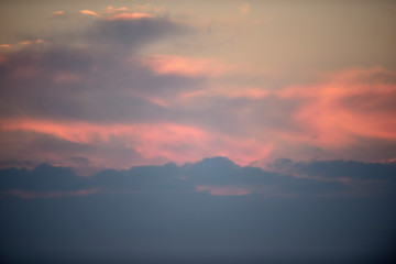 Details of storm clouds in the light of dawn on a dawn of early spring days. Vitoria-Gasteiz (Alava) Basque Country, Spain