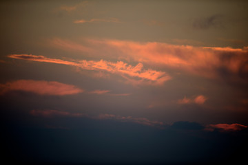 Details of storm clouds in the light of dawn on a dawn of early spring days. Vitoria-Gasteiz (Alava) Basque Country, Spain