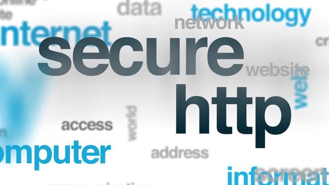 Secure HTTP animated word cloud. Kinetic typography.