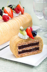 caramel  cake with chocolate