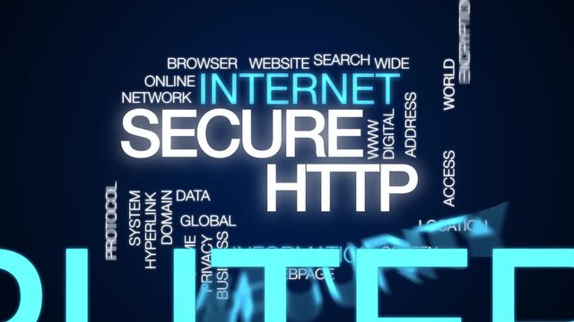 Secure HTTP animated word cloud. Kinetic typography.