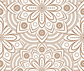 luxury ornamental mandala design background in gold, brown color. Vector