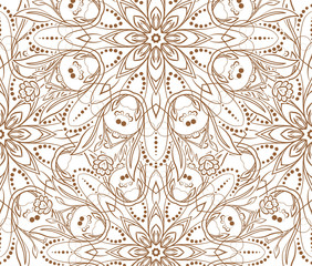 luxury ornamental mandala design background in gold, brown color. Vector