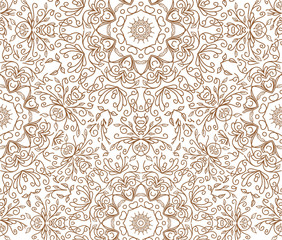 luxury ornamental mandala design background in gold, brown color. Vector