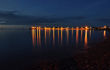 Beach coast at the night in Skerries, Ireland near Dublin. 