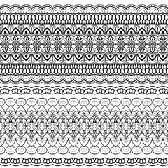 Women's lace seamless background. Floral exquisite vintage pattern, wide handmade ornament. Ethnic fabrics, motifs for clothing, clothing, packaging, signage and website. black and white.Vector EPS 10