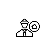 developer icon, property set in outline black style, vector