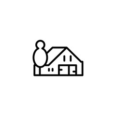 home icon, property set in outline black style, vector