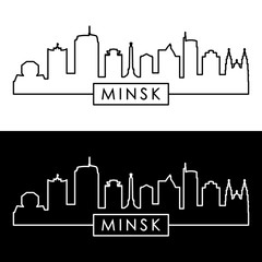 Minsk skyline. Linear style. Editable vector file.