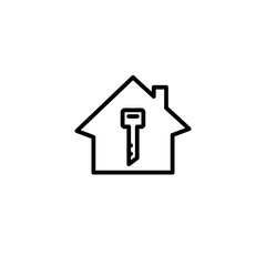 lock icon, property set in outline black style, vector