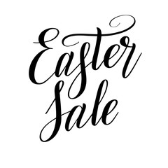 Easter Sale. Design element. Black isolated cursive. Brush pen lettering. Calligraphic style. Hand written inscription. Vector script.