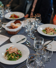 table setting in a restaurant