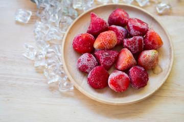 Fresh frozen red ripe strawberries