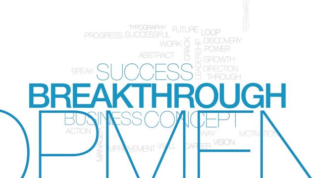 Breakthrough animated word cloud. Kinetic typography.