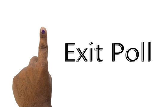 Exit Poll And Hand Showing Of Indian Election Polling On Isolated Background