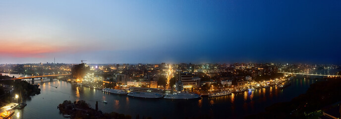 Nightfall Panoramas of the city. aerial view, Rostov-on-Don. Russia.