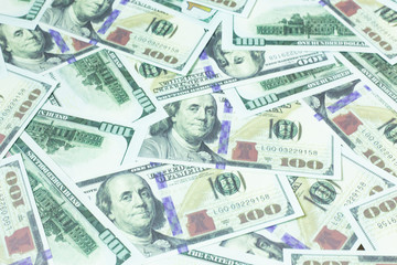 Close up 100 dollar banknote  business content.