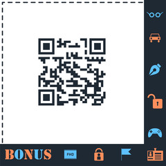 Fototapeta premium Qr code icon flat