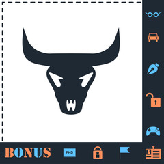 Bull skull icon flat