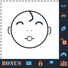 Cute baby with pacifier icon flat