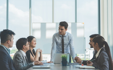 Group of business colleague people meeting discussing to work at office