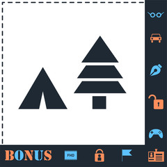 Fototapeta premium Tourist tent icon flat