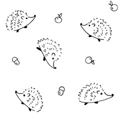 Hedgehogs. Seamless vector pattern. Hand drawing texture	