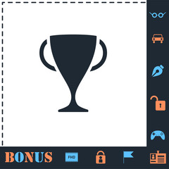 Sports cup icon flat