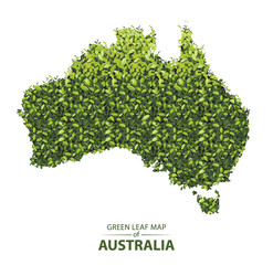 Green leaf map of australia vector illustration of a forest is concept