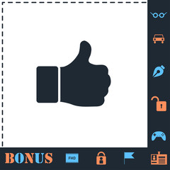 Hand Thumb Up, Like icon flat