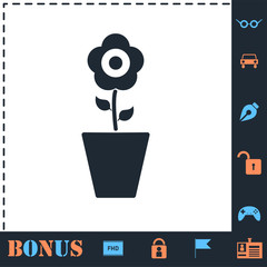 Flower in Pot icon flat