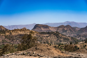 Landscape view of the Simien Mountains National Park in Northern Ethiopia