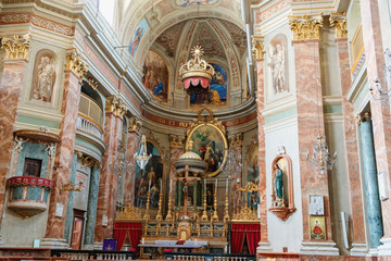 Fototapeta na wymiar San Bartolomeo Church internal, Vignale Monferrato. Color image